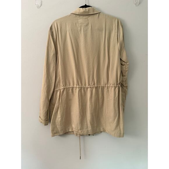 SANCTUARY Gold Beige Full Zip Adjustable Waist Jacket Womens Large $130 - Picture 2 of 3
